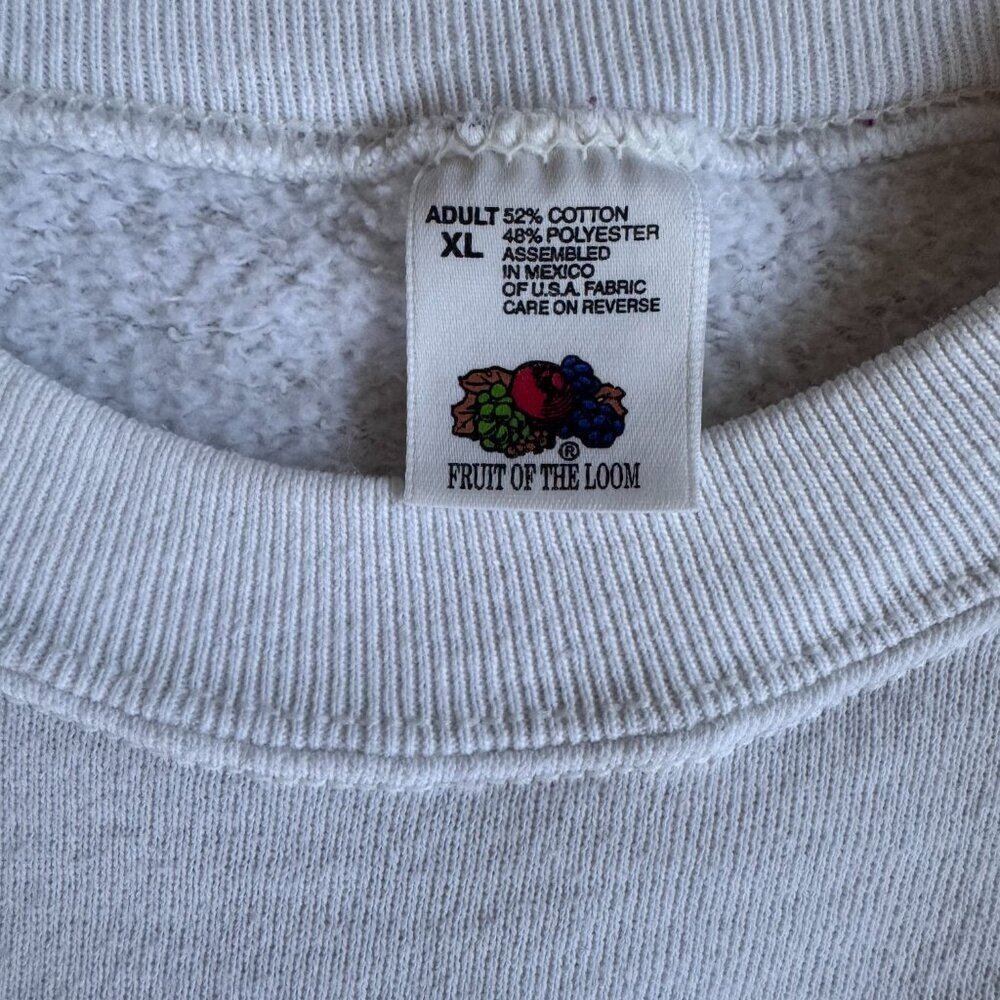 Vintage 90s White FM Apple Sweatshirt - size XLarge - Picture 3 of 4